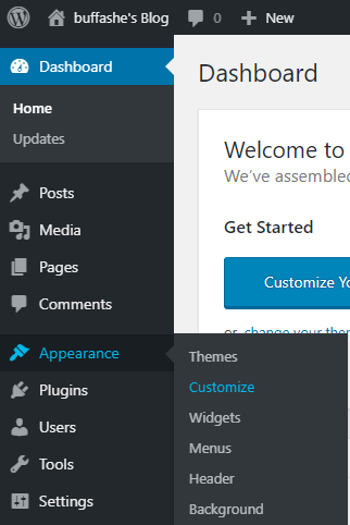 Wordpress admin dashboard