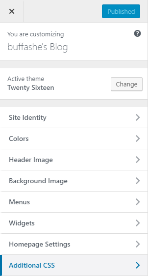 Theme customize page