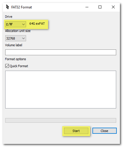 guiformat formatting the SDXC card as FAT32