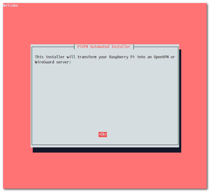 PiVPN installer welcome screen