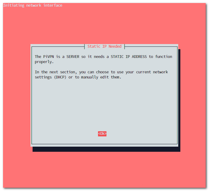 PiVPN installer static IP recommendation