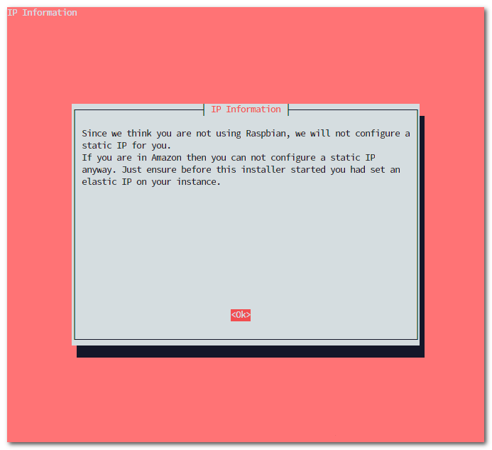 PiVPN installer static IP skip notice