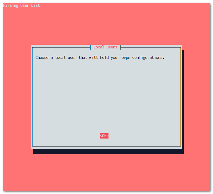 PiVPN installer local user selection prompt