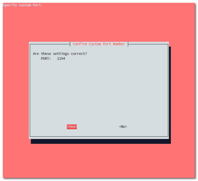 PiVPN installer OpenVPN port confirmation