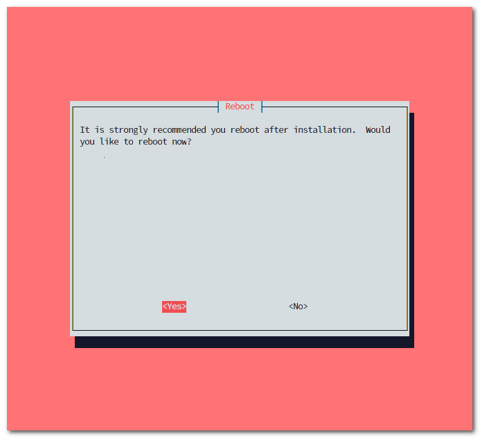 PiVPN installer reboot prompt after installation