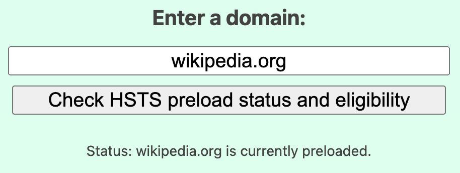 HSTS preload list result for wikipedia.org